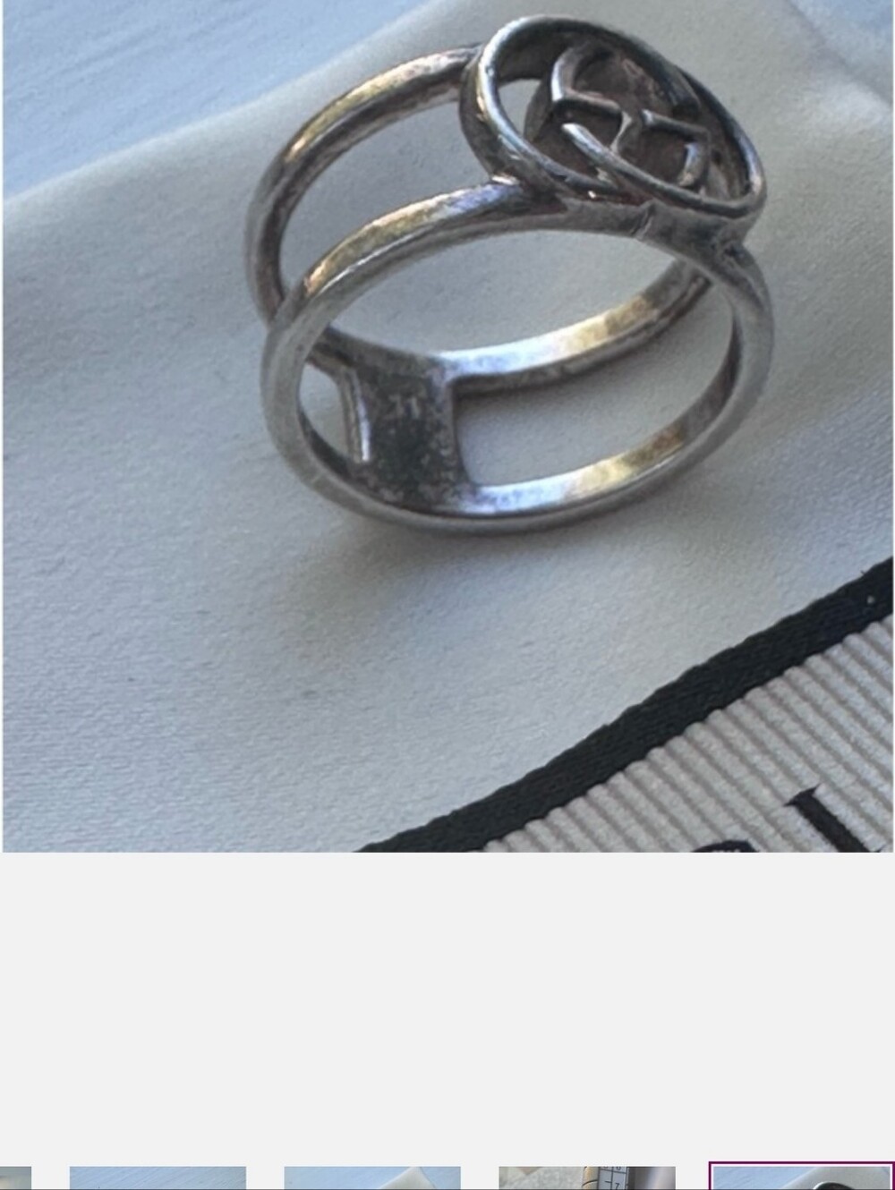 Gucci Double G Ring 925 Sterling Silver Sz 5 - Picture 5 of 10